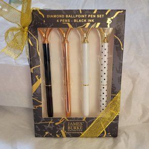 James Burke Collection Diamond Ballpoint Pen Set - Pack of 4, New-in-Box